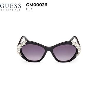 Guess by Marciano Black Crystal-Accent Cat Eye Sunglasses